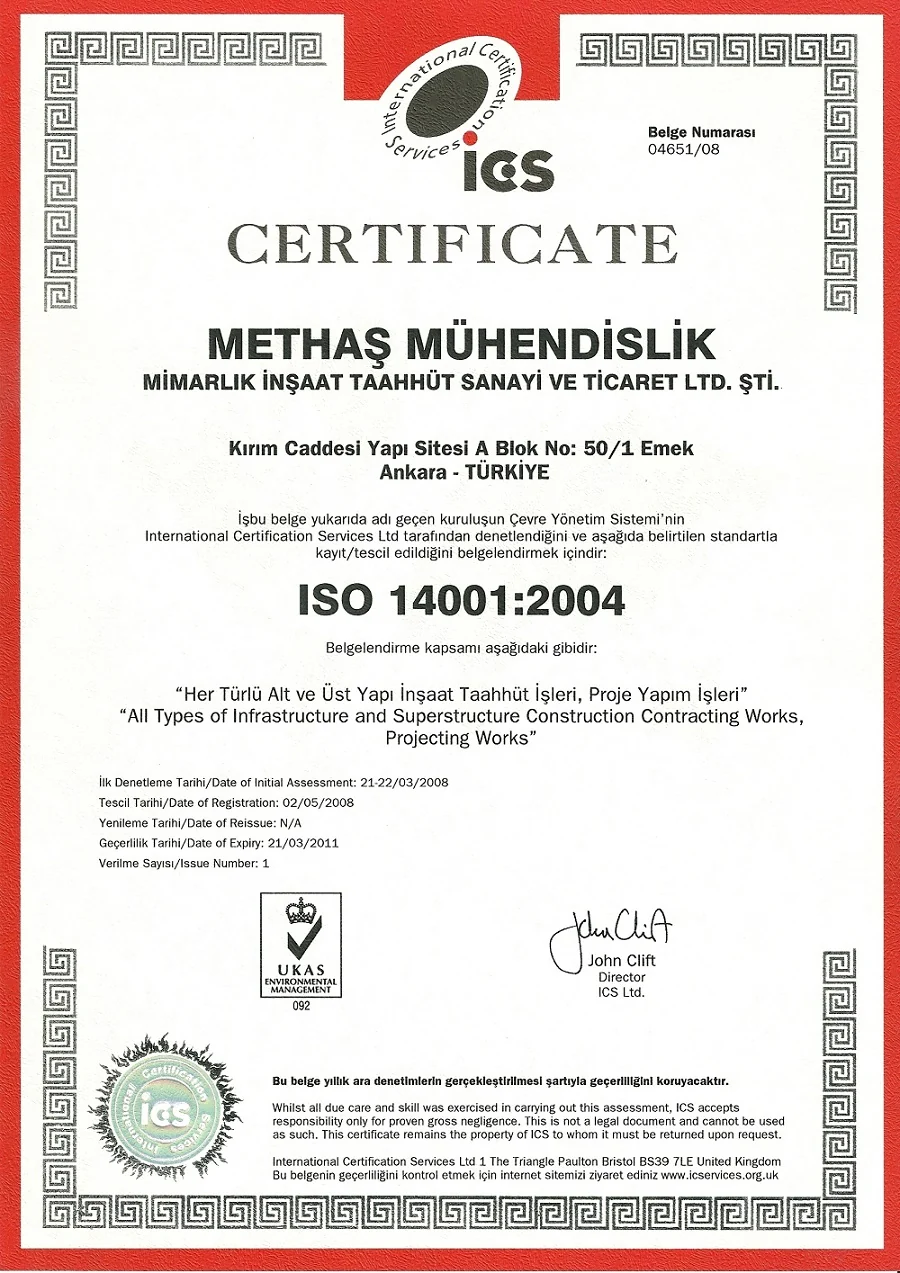 ISO 14001:2004 çevre yönetim sistemi sertifikası, ICS