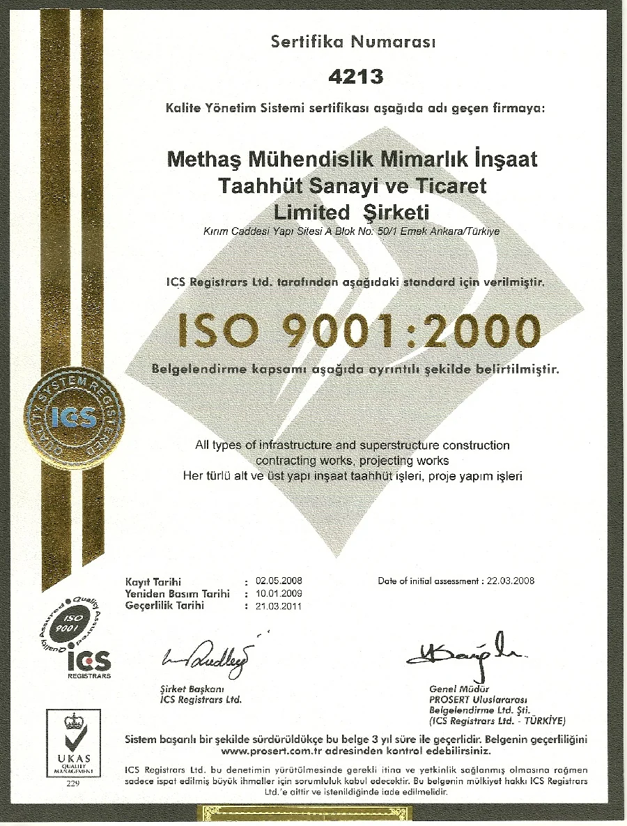 ISO 9001:2000 kalite yönetim sistemi sertifikası, ICS Registrars